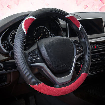 38cm Round Cute Rabbit Women Car Steering Wheel Cover Artificial Leather Anti-skid Steering Wheel Sleeve