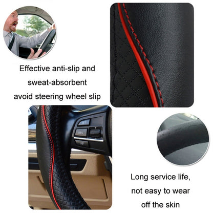 Universal 38cm Car Steering Wheel Cover Embossing Genuine Cow Leather Wheel Sleeve Protector, Round Type