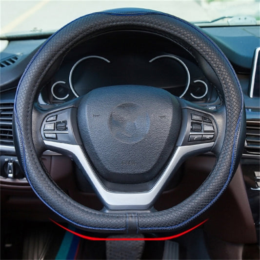 38cm Anti-Slip Embossing Genuine Cow Leather Car Steering Wheel Cover, D Type