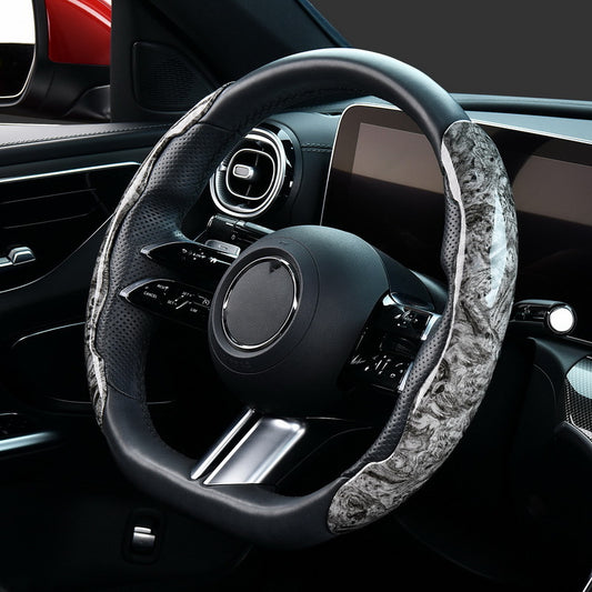 38cm Car Steering Wheel Cover PVC Mahogany Wood Effect Snap-in Type Wheel Sleeve Protector
