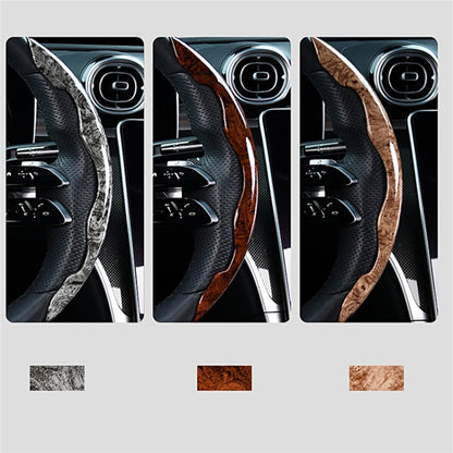 38cm Car Steering Wheel Cover PVC Mahogany Wood Effect Snap-in Type Wheel Sleeve Protector