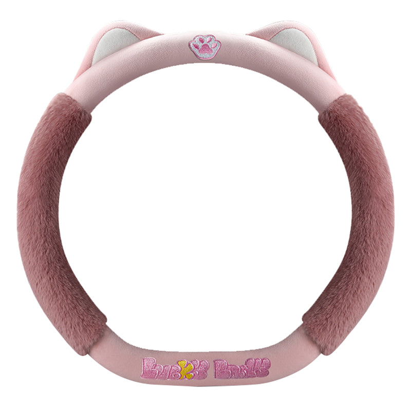 38cm Plush Steering Wheel Cover Cute Cat Non-Slip Car Steering Wheel Protector for Winter Warm