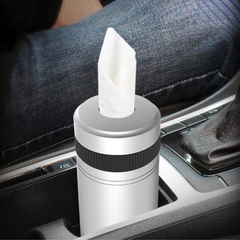 BEN.JACK Mini Car Ashtray Portable Cigarette Ash Holder Aluminum Alloy Tissue Paper Organizer Box