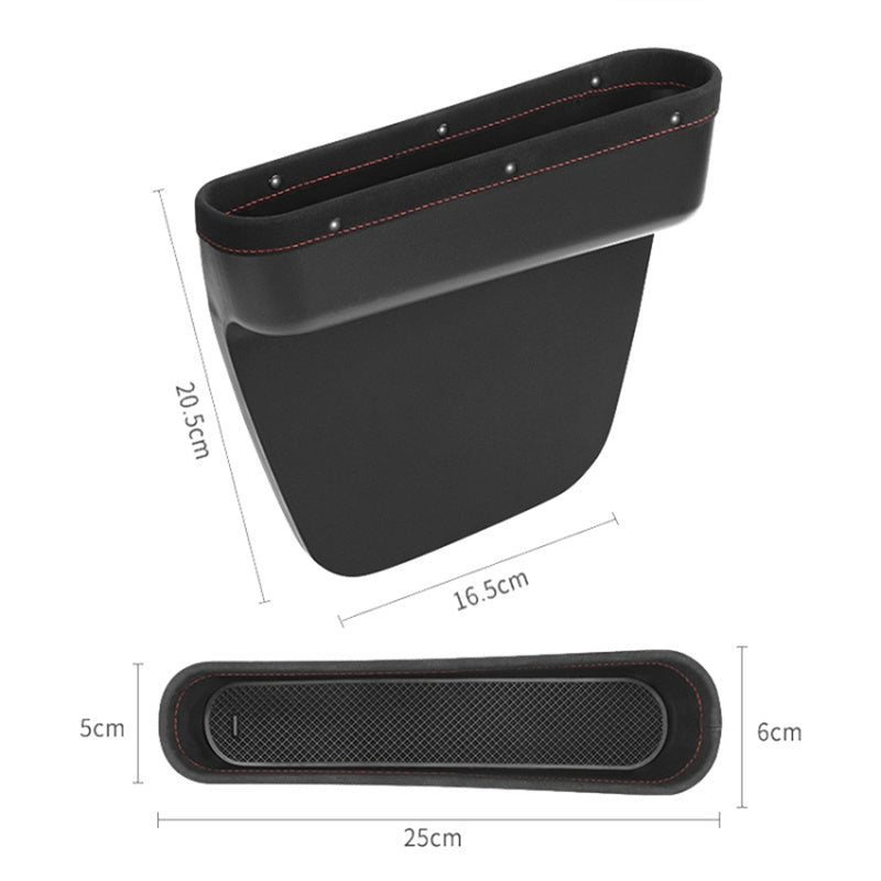 Multifunctional Car Seat Gap Storage Box ABS+PU Leather Organizer for Wallet Phone Coins Keys (Front Passenger Side)