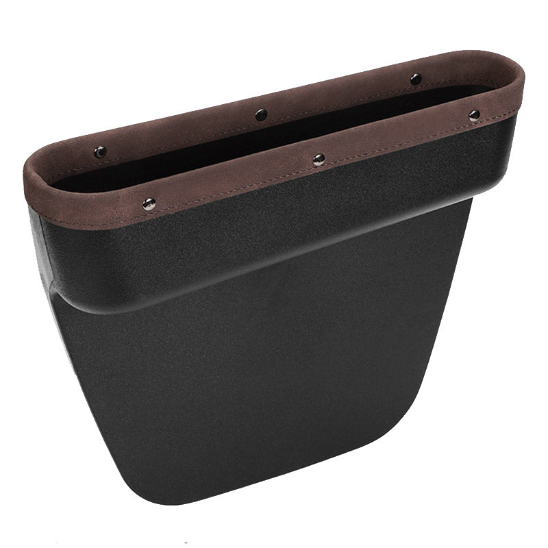 Multifunctional Car Seat Gap Storage Box ABS+PU Leather Organizer for Wallet Phone Coins Keys (Front Passenger Side)