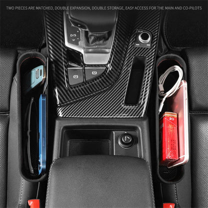 Multifunctional Car Seat Gap Storage Box ABS+PU Leather Organizer for Wallet Phone Coins Keys (Front Passenger Side)