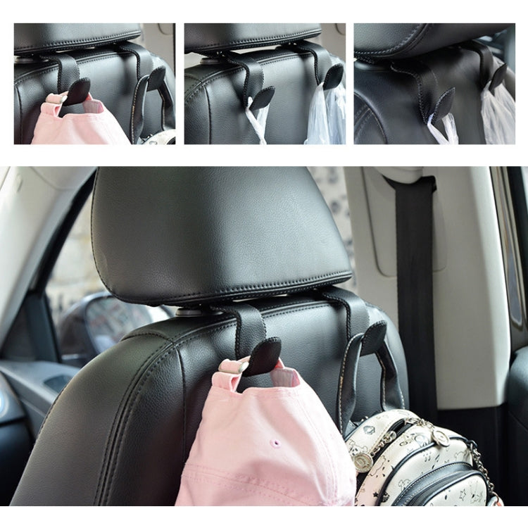 Car Seat Back Bag Hanging Hook Stainless Steel + Leather Car Seat Headrest Mount Hook