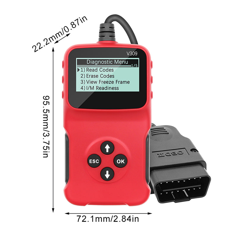 V309 Car Engine Scanner OBD2 ELM327 Vehicle Code Reader Diagnostic Analyzer Support Multiple Languages