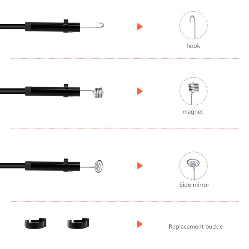 P130 5m Hard Wire Industrial Endoscope 8mm Three-Lens 4.3-inch HD Borescope Pipe Camera IP68 Waterproof