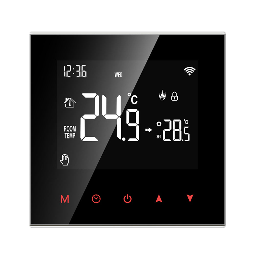 WT100 Tuya Smart WiFi Thermostat Water Floor, Electric Heating Thermostat Wall-Mounted LCD Temperature Controller Support APP / Voice Control