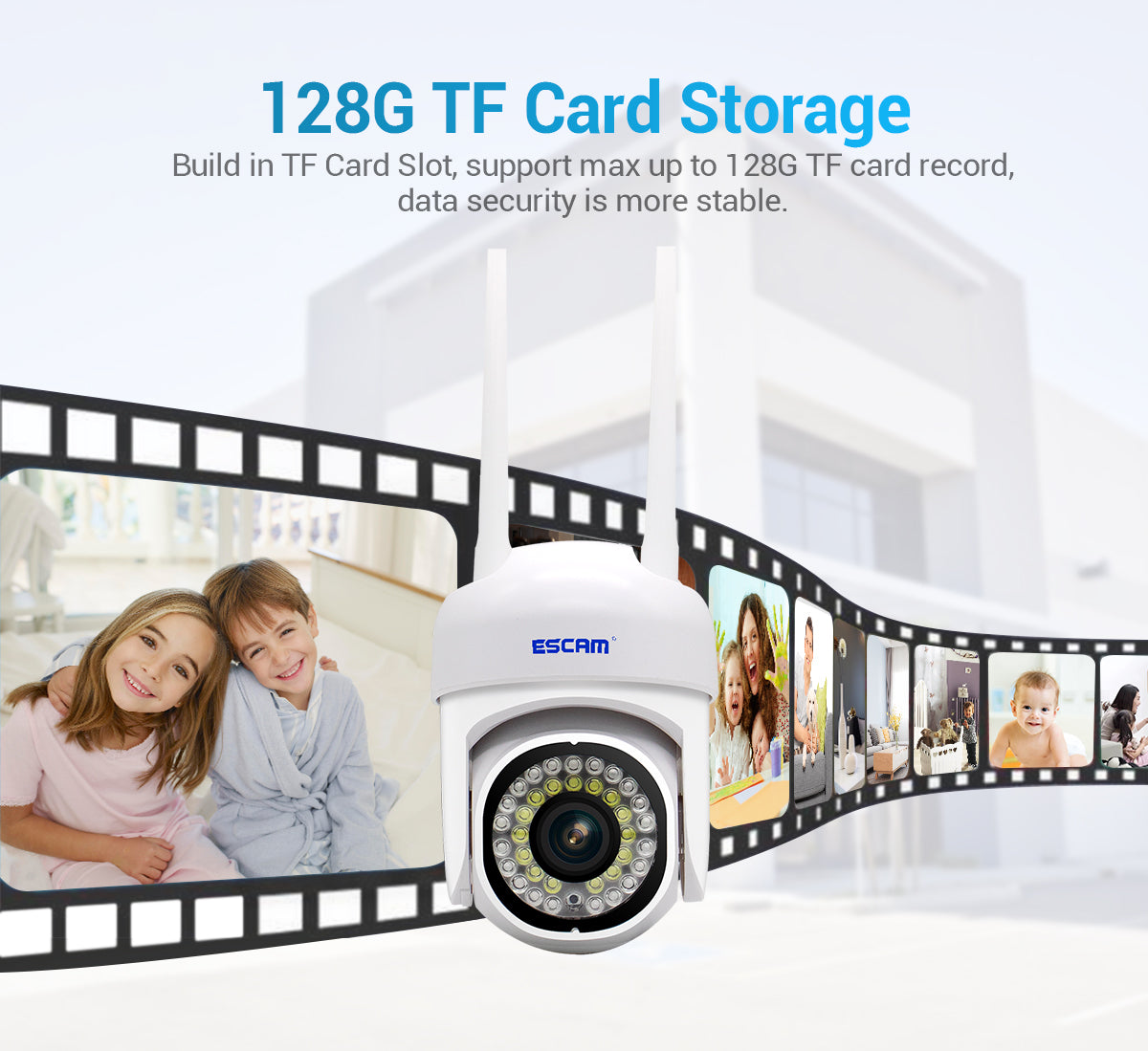 ESCAM PVR007 H.265 3MP HD Full Color Camera Night Vision Motion Detection IP Camera Sound Alarm 128G WiFi Camera