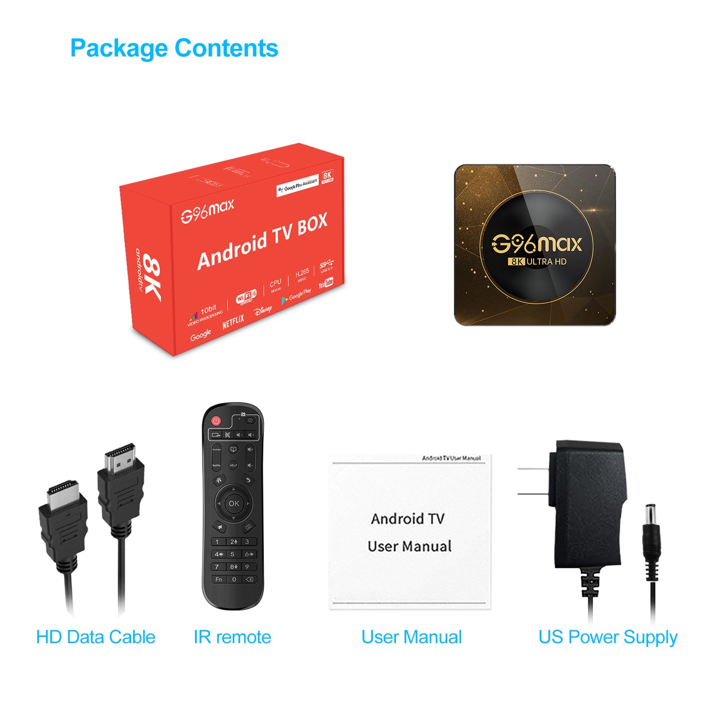 G96max Android 13.0 2+16GB Smart TV Box WiFi 6 Bluetooth Remote Control 8K Ultra HD TV Box (CE Certified)