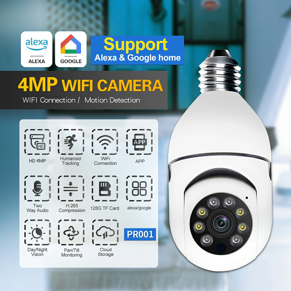 ESCAM E27 4MP 2K Wireless WiFi Camera Motion Detection Two-Way Voice Smart Dual Light Night Vision Camera Support Alexa Google