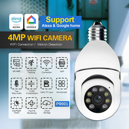 ESCAM E27 4MP 2K Wireless WiFi Camera Motion Detection Two-Way Voice Smart Dual Light Night Vision Camera Support Alexa Google