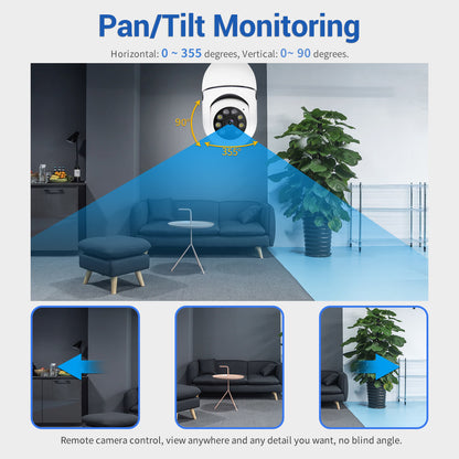 ESCAM E27 4MP 2K Wireless WiFi Camera Motion Detection Two-Way Voice Smart Dual Light Night Vision Camera Support Alexa Google