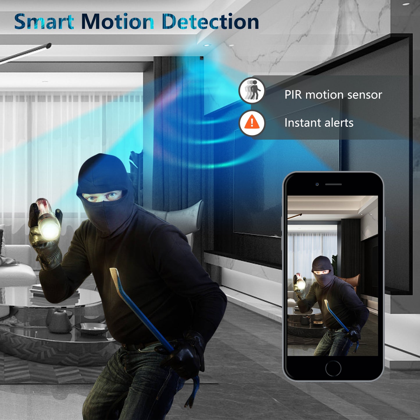R9 Home Wireless WiFi Camera HD Night Vision Monitor Camera Cell Phone Remote Webcam Built-In 2000mAh Battery