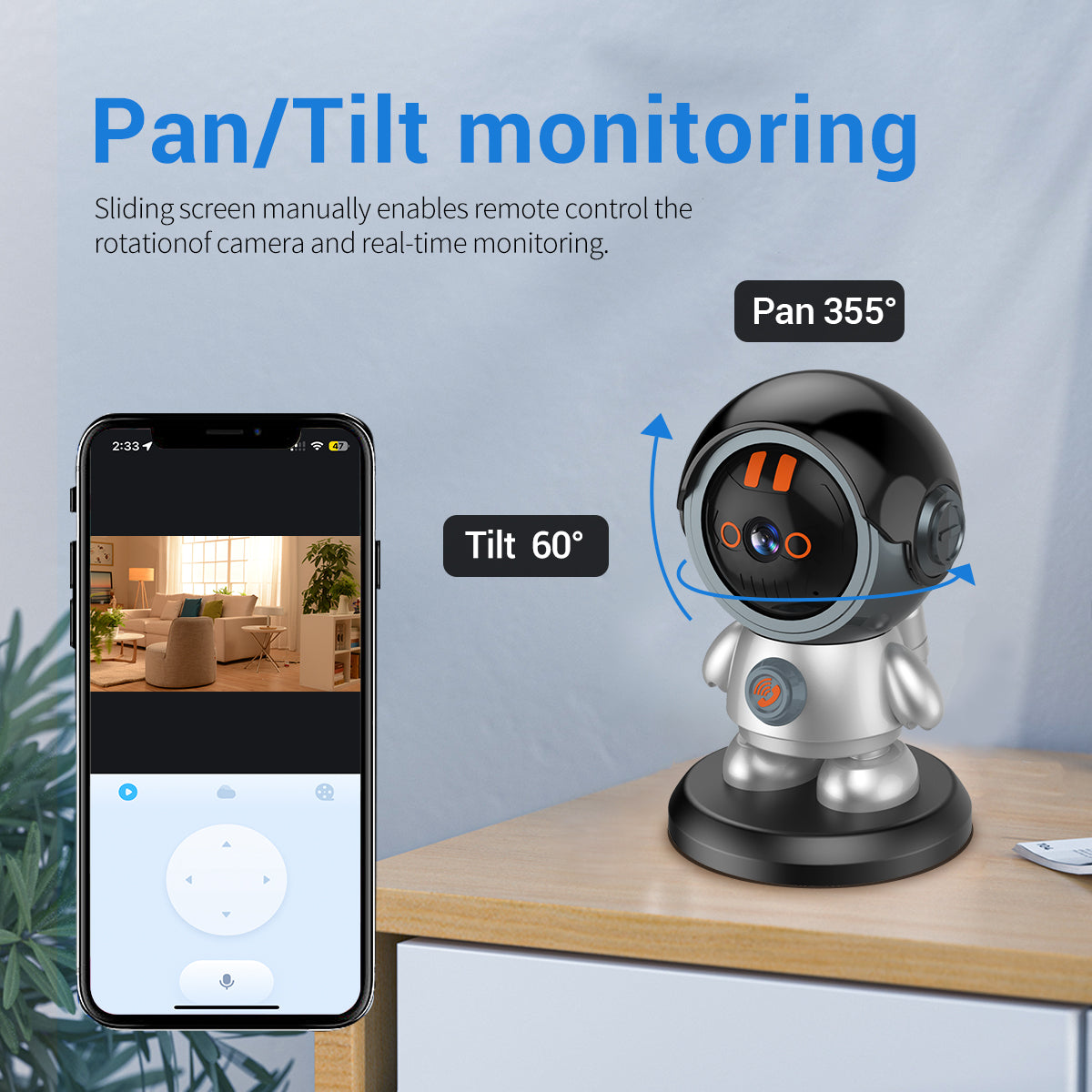 ESCAM PT302 3MP 1296P One Click Call Robotman H.265 WiFi IP Camera Home Security CCTV