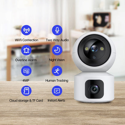 SK-ZAQ-8 HD Smart WiFi Camera Dual Lens Camera Monitor Full Color Night Vision Camera for Home Security