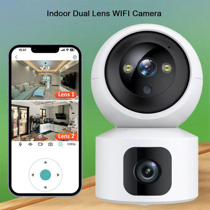 SK-ZAQ-8 HD Smart WiFi Camera Dual Lens Camera Monitor Full Color Night Vision Camera for Home Security