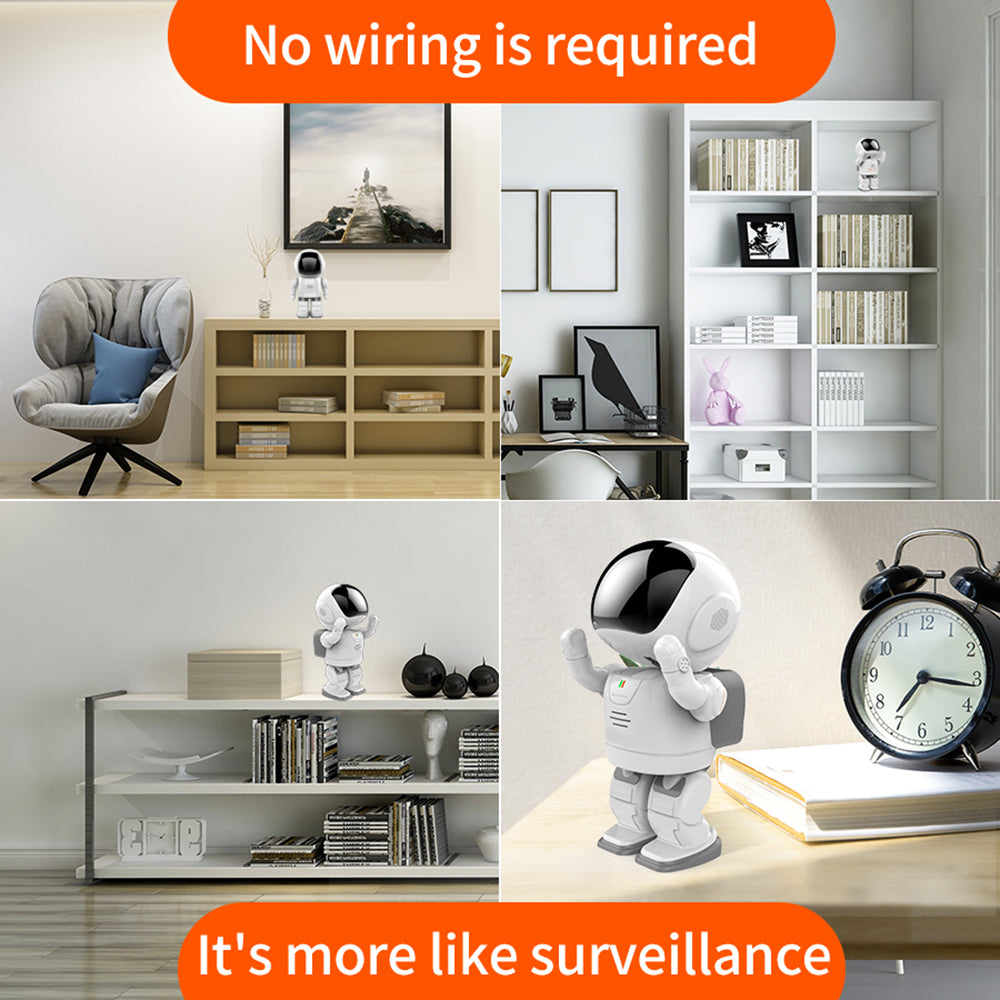 A380 Spaceman Shape 360 Degree Rotation Camera Home Surveillance HD Two-Way Voice Remote WiFi Camera