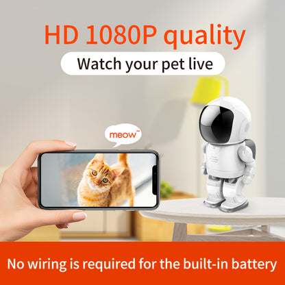 A380 Spaceman Shape 360 Degree Rotation Camera Home Surveillance HD Two-Way Voice Remote WiFi Camera