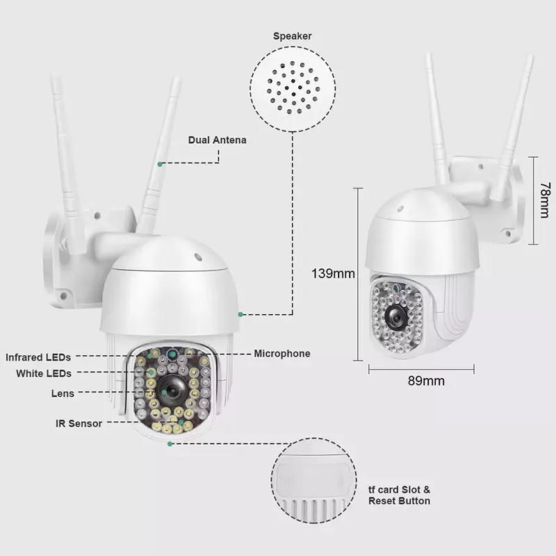 Outdoor HD Monitor Camera Wide Angle Rotating Two Way Voice WiFi Camera for Home Security