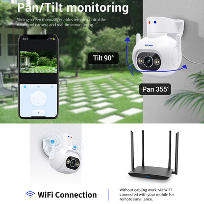 ESCAM PT304 4MP Human Detection Motion Camera WiFi Blue / Red Light Sound Alarm Smart Dual Light Night Vision H.265 Camera