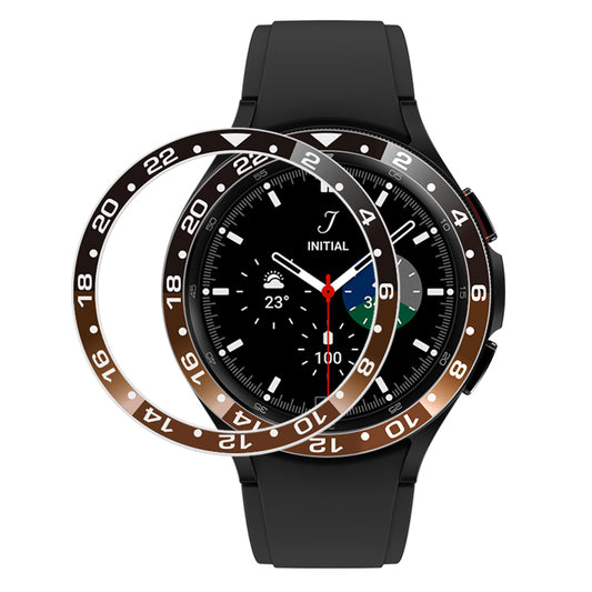 For Samsung Galaxy Watch4 Classic 42mm Watch Bezel Dual-color Metal Watch Bezel Insert Ring Adhesive Frame (Type B)