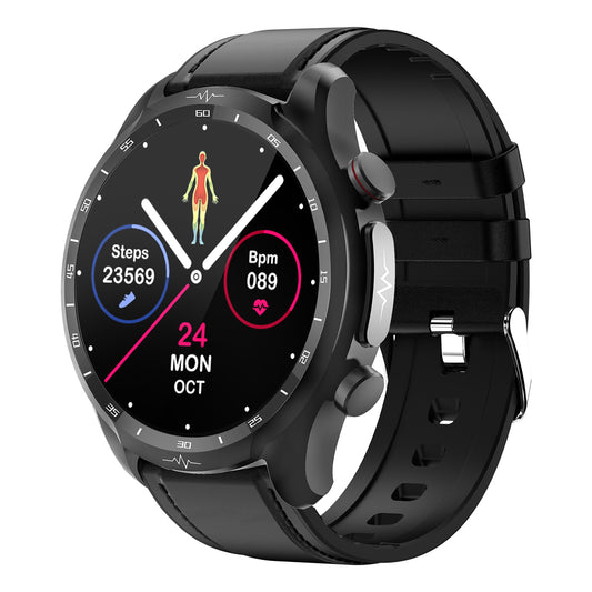 E430 1.39 Smart Bracelet ECG+PPG Health Watch with Blood Oxygen, Temperature, Heart Rate Monitoring, Leather Strap