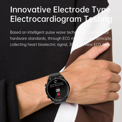 E430 1.39 Smart Bracelet ECG+PPG Health Watch with Blood Oxygen, Temperature, Heart Rate Monitoring, Leather Strap