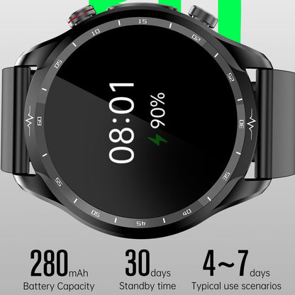 E430 1.39 Smart Bracelet ECG+PPG Health Watch with Blood Oxygen, Temperature, Heart Rate Monitoring, Leather Strap