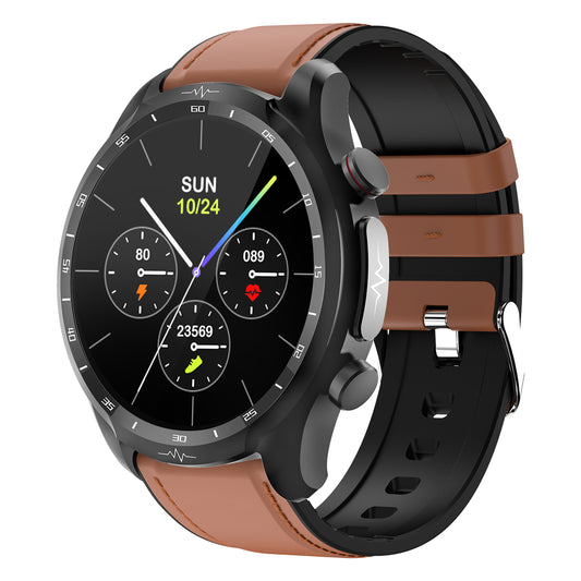 E430 1.39 Smart Bracelet ECG+PPG Health Watch with Blood Oxygen, Temperature, Heart Rate Monitoring, Leather Strap