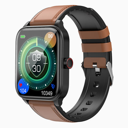 ET540 1.39-inch Screen ECG Smart Watch Heart Rate Temperature Monitoring NFC Sports Bracelet, Leather Strap