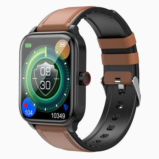 ET540 1.39-inch Screen ECG Smart Watch Heart Rate Temperature Monitoring NFC Sports Bracelet, Leather Strap