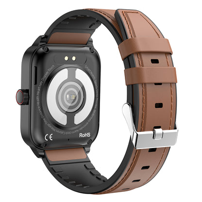 ET540 1.39-inch Screen ECG Smart Watch Heart Rate Temperature Monitoring NFC Sports Bracelet, Leather Strap