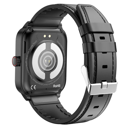 ET540 1.39-inch Screen ECG Smart Watch Heart Rate Temperature Monitoring NFC Sports Bracelet, Leather Strap