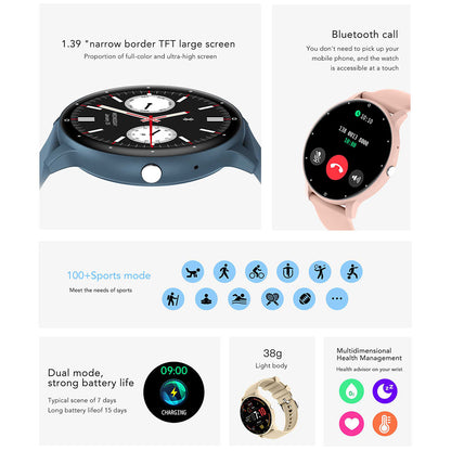 ZL02PRO IP67 Waterproof 1.39 Touch Screen Sports Bracelet Heart Rate Monitor Smart Watch