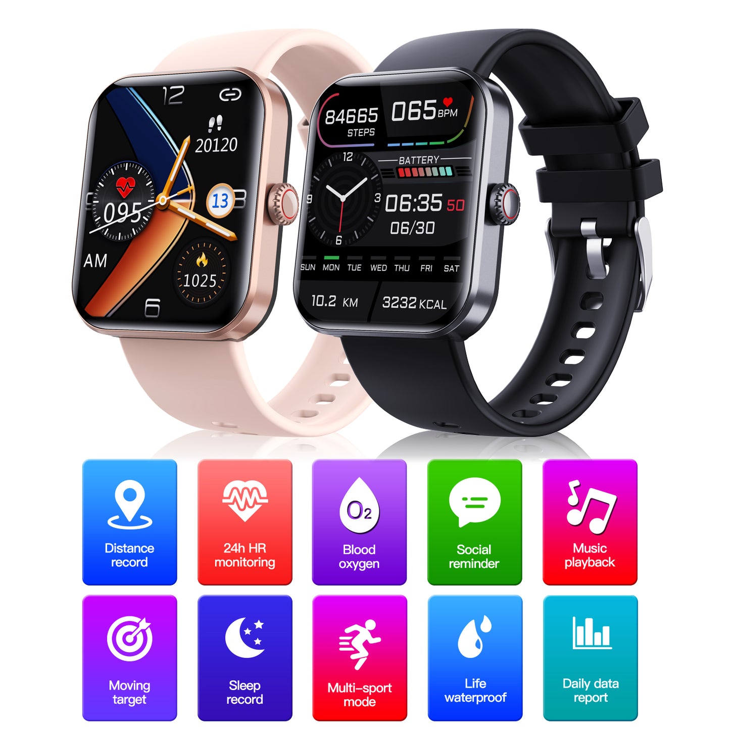 F57L 1.91 Smart Watch Waterproof Sports Bracelet with Blood Glucose, Heart Rate, Blood Oxygen, Temperature Detection
