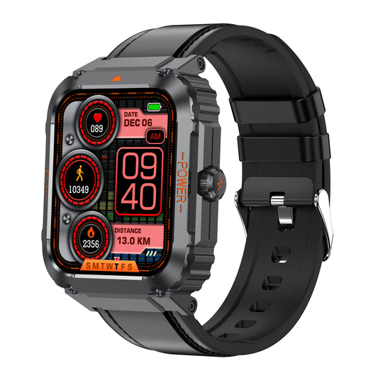 ET550 Fitness Tracker Bracelet ECG Blood Sugar Heart Rate Body Temperature Monitoring Bluetooth Call Smart Watch, Leather Strap
