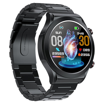 TK21P ECG Pulse Physiotherapy Blood Sugar Monitor Smart Watch IP67 Waterproof Sports Bracelet, Steel Strap