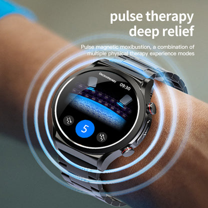 TK21P ECG Pulse Physiotherapy Blood Sugar Monitor Smart Watch IP67 Waterproof Sports Bracelet, Steel Strap
