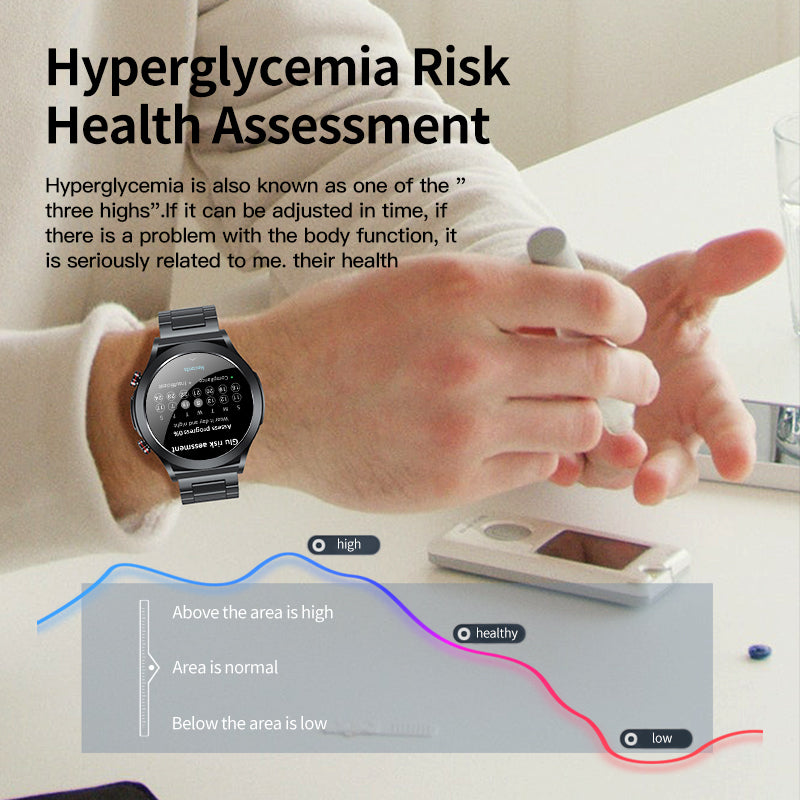 TK21P ECG Pulse Physiotherapy Blood Sugar Monitor Smart Watch IP67 Waterproof Sports Bracelet, Steel Strap