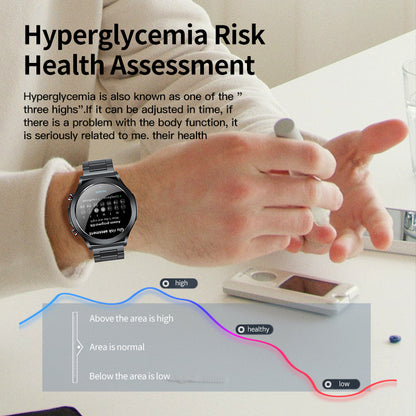 TK21P ECG Pulse Physiotherapy Blood Sugar Monitor Smart Watch IP67 Waterproof Sports Bracelet, Steel Strap