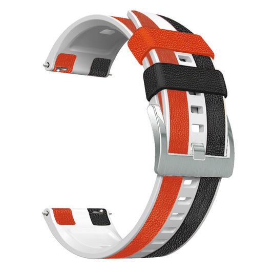For Huawei Watch Buds / GT 3 SE / GT 3 Pro Three Color Design Leather Coated Silicone Wrist Band 22mm Replacement Watch Strap