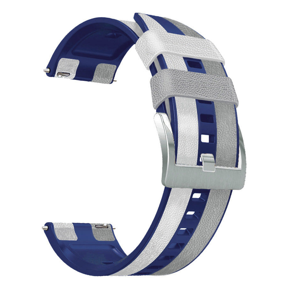 For Huawei Watch Buds / GT 3 SE / GT 3 Pro Three Color Design Leather Coated Silicone Wrist Band 22mm Replacement Watch Strap