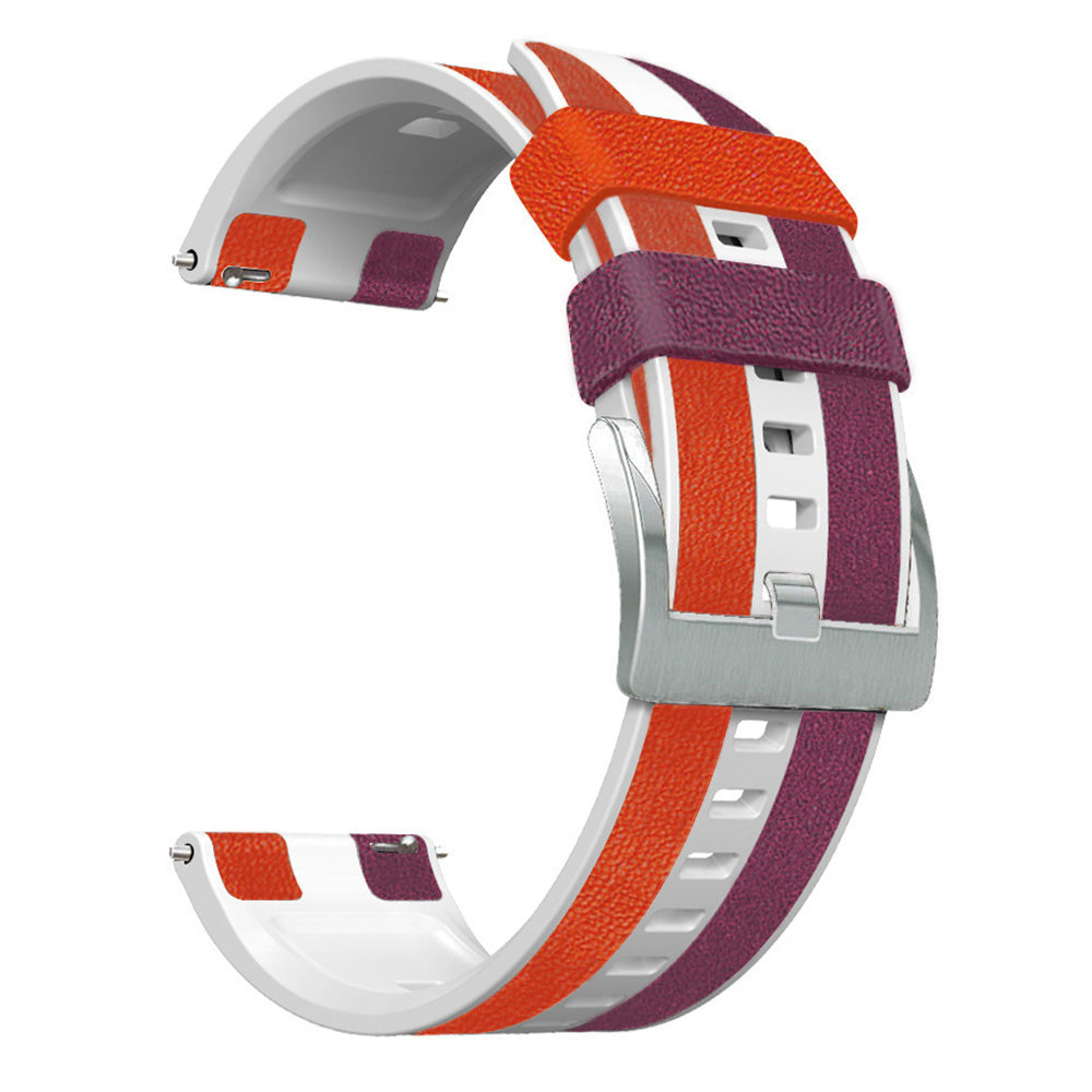 For Huawei Watch Buds / GT 3 SE / GT 3 Pro Three Color Design Leather Coated Silicone Wrist Band 22mm Replacement Watch Strap