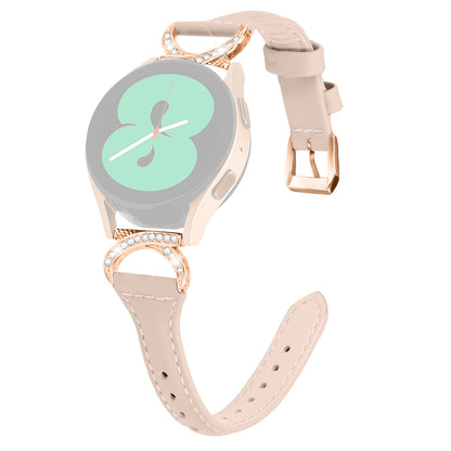 For Samsung Galaxy Watch 3 41mm / Watch6 40mm 44mm / Watch6 Classic 43mm 47mm / Watch 5 40mm 44mm / Watch4 40mm 44mm Leather Watch Strap 20mm Watch Band with Rose Gold Buckle