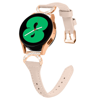 For Samsung Galaxy Watch 3 41mm / Watch6 40mm 44mm / Watch6 Classic 43mm 47mm / Watch 5 40mm 44mm / Watch4 40mm 44mm Leather Watch Strap 20mm Watch Band with Rose Gold Buckle