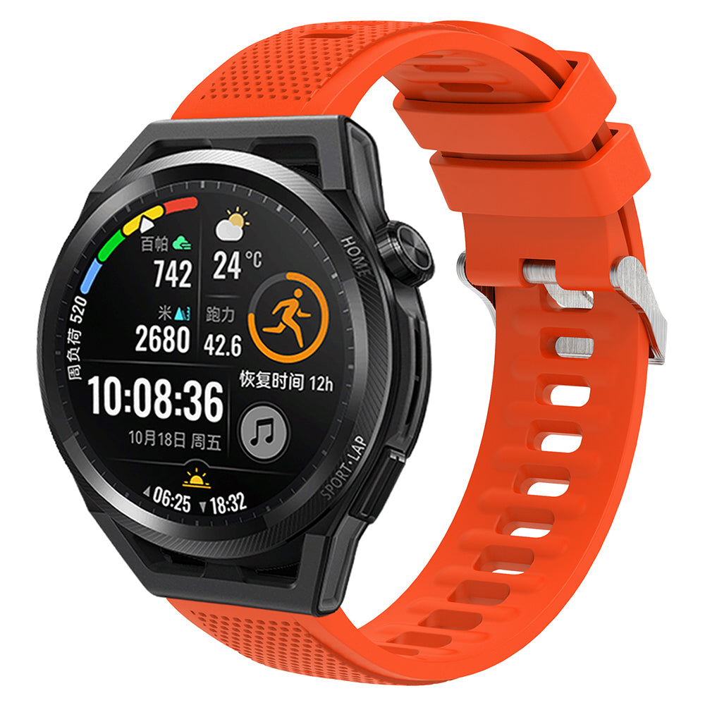 Silicone Watch Band for Garmin Forerunner 645 / Samsung Galaxy Watch3 41mm , 20mm Textured Strap with Silver Buckle