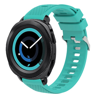 Silicone Watch Band for Garmin Forerunner 645 / Samsung Galaxy Watch3 41mm , 20mm Textured Strap with Silver Buckle